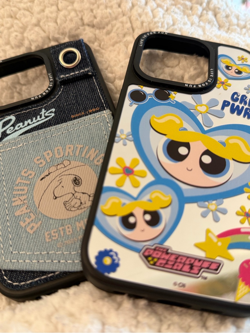Snoopy & Powerpuff Girls Blue Cartoon iPhone Case - iPhone 15 Pro